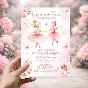 Rosa Ballerina-Tutu-Schwester-Geschwister-Party Einladung