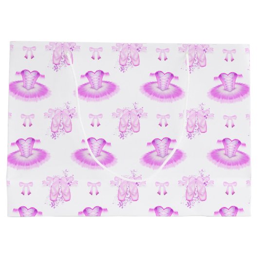 Rosa Ballerina Tutu & Shoes Ballett Große Geschenktüte (Rückseite)