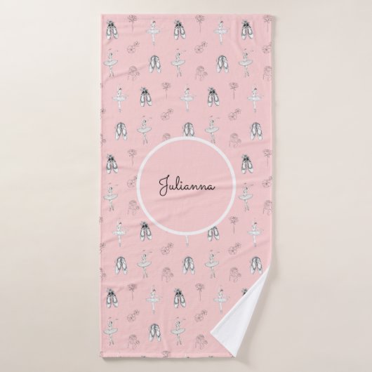 Rosa Ballerina und Blume Badehandtuch (Badehandtuch)