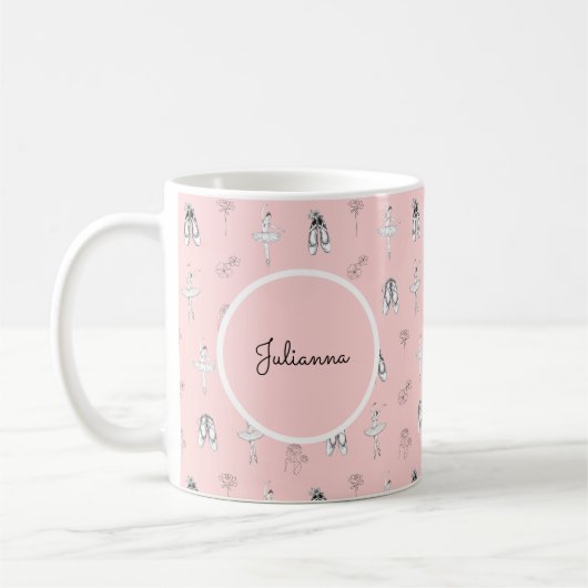 Rosa Ballerina und Blume Kaffeetasse (Links)