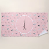 Rosa Ballerina und Blume Strandtuch (Vorderseite)