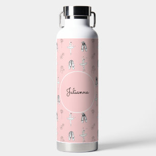 Rosa Ballerina und Blume Trinkflasche