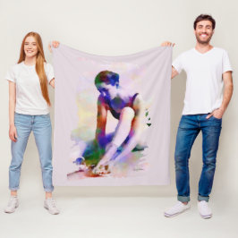 Rosa Ballerina Wasserfarbe Zeitgenössische Kunst Fleecedecke