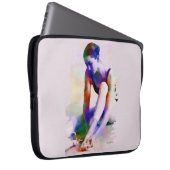 Rosa Ballerina Wasserfarbe Zeitgenössische Kunst Laptopschutzhülle (Vorne Rechts)