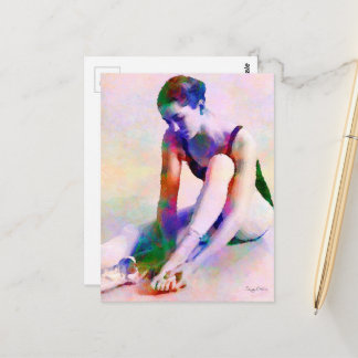 Rosa Ballerina Wasserfarbe Zeitgenössische Kunst Postkarte