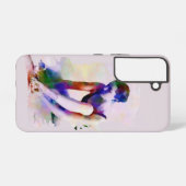 Rosa Ballerina Wasserfarbe Zeitgenössische Kunst Samsung Galaxy Hülle (Rückseite (Horizontal))