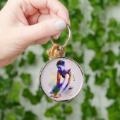 Rosa Ballerina Wasserfarbe Zeitgenössische Kunst Schlüsselanhänger (Hand)