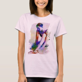 Rosa Ballerina Wasserfarbe Zeitgenössische Kunst T-Shirt