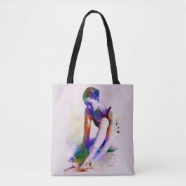 Rosa Ballerina Wasserfarbe Zeitgenössische Kunst Tasche