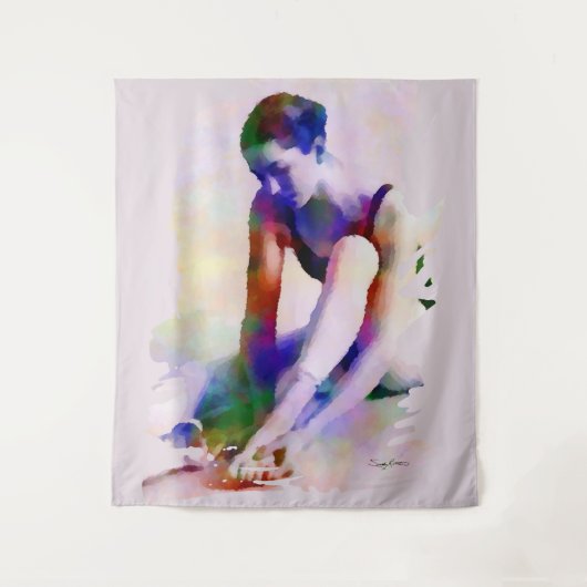 Rosa Ballerina Wasserfarbe Zeitgenössische Kunst Wandteppich (Vorderseite)