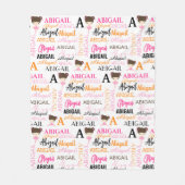 Rosa Ballerinas mit Name und Monogramm-Collage Fleecedecke (Vorderseite)
