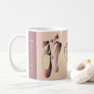 Rosa Ballet Zehenschuhe mit Monogramm Kaffeetasse