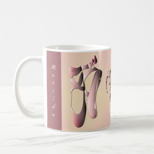 Rosa Ballet Zehenschuhe mit Monogramm Kaffeetasse (Links)