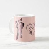 Rosa Ballet Zehenschuhe mit Monogramm Kaffeetasse (Vorderseite Links)