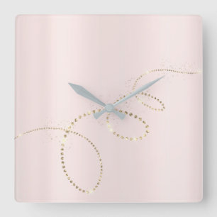 Rosa Ballett-Kristalle gefrorenes Quadratische Wanduhr