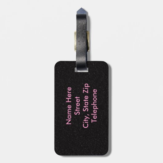 Rosa Ballett-Pantoffel auf schwarzem Gepäckanhänger (Rückseite vertikal)