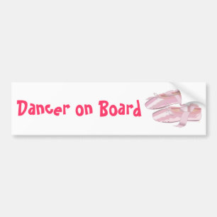 Rosa Ballett-Schuh-Pantoffel-Tänzer an Bord Autoaufkleber