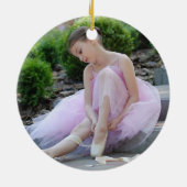 Rosa Ballett Schuhe Personalisiertes Foto Keramik Ornament (Hinten)