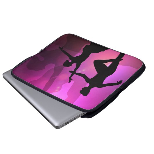 Rosa Ballett-Tänzer-Silhouette-Laptop-Hülse Laptopschutzhülle (Vorne Knopf)