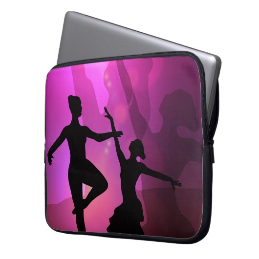 Rosa Ballett-Tänzer-Silhouette-Laptop-Hülse Laptopschutzhülle (Vorderseite Links)