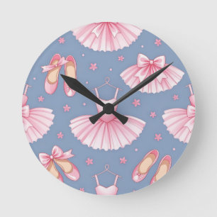 Rosa Ballett-Tutu-Muster Runde Wanduhr