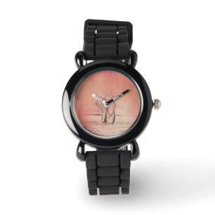 Rosa Ballettschuhe auf Pointe Armbanduhr