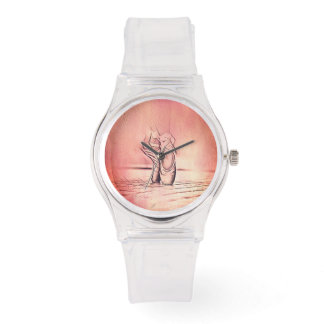 Rosa Ballettschuhe auf Pointe Armbanduhr