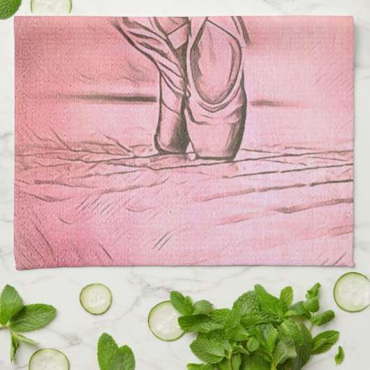 Rosa Ballettschuhe auf Pointe Geschirrtuch (Gefaltet)