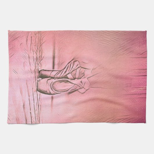 Rosa Ballettschuhe auf Pointe Geschirrtuch (Horizontal)