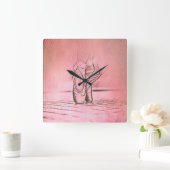 Rosa Ballettschuhe auf Pointe Quadratische Wanduhr (Zuhause)