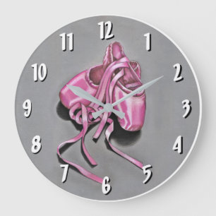 Rosa Ballettschuhe Große Wanduhr