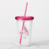 Rosa Ballettschuhe mit Personalisiertem Namen Acryltrinkbecher (Rückseite)