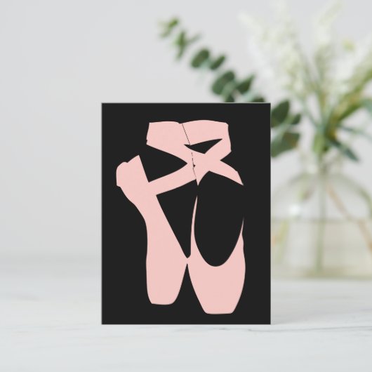 Rosa Ballettschuhe Postkarte (Stehend Vorderseite)