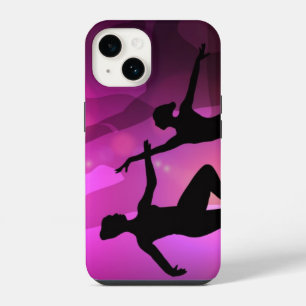 Rosa Balletttänzerin Silhouette Laptop-Hülle iPhone 14 Hülle