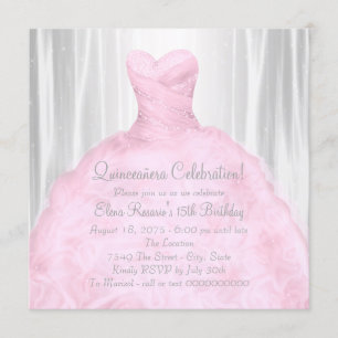 Rosa Ballkleid Elegant Rosa Quinceañera Einladung