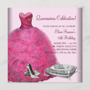 Rosa Ballkleid High Heels Rosa Quinceanera Einladung