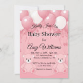 Rosa Ballon Babydusche Einladung (Vorderseite)