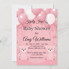 Rosa Ballon Babydusche Einladung