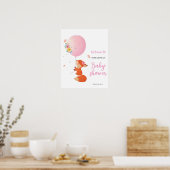Rosa Ballon Blütenbaby Dusche Willkommensschild Poster (Küche)