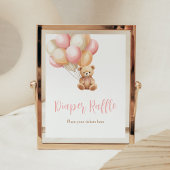 Rosa Ballon Boho Bear Babydusche Windelwanne Winde Poster