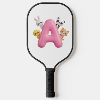 Rosa Ballon Buchstabe A Waldtiere  Pickleball Schläger