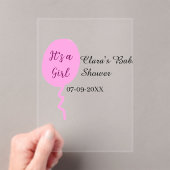 Rosa Ballon es ist ein Mädchen Dusche hinzufügen N Acryleinladungen (Insitu (Handheld))