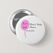 Rosa Ballon es ist ein Mädchen Dusche hinzufügen N Button (Vorne & Hinten)