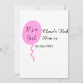 Rosa Ballon es ist ein Mädchen Dusche hinzufügen N Einladung (Rückseite)