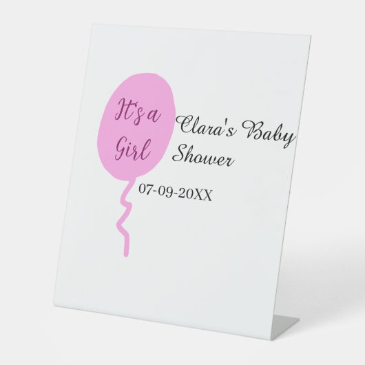 Rosa Ballon es ist ein Mädchen Dusche hinzufügen N Sockelschild (Vorderseite)