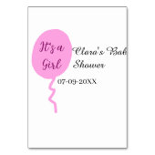 Rosa Ballon es ist ein Mädchen Dusche hinzufügen N Tischnummer (Rückseite)