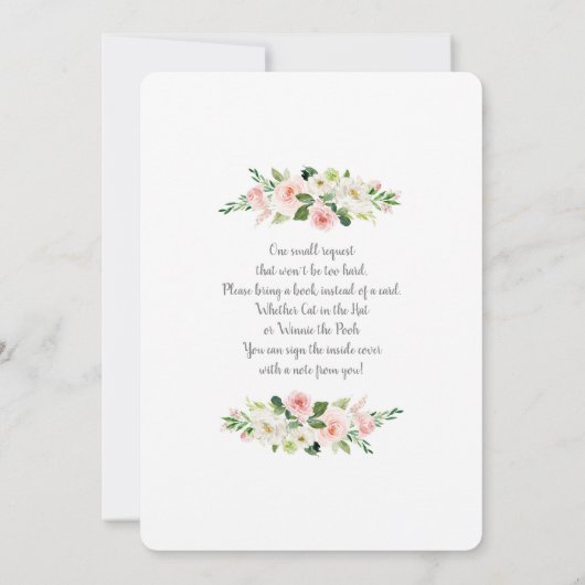 Rosa Ballon Es sind Zwillingsmädchen mit Babydusch Einladung (Rückseite)