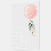 Rosa Ballon, Eukalyptus, Babydusche Willkommen Acrylschild (Winkel)