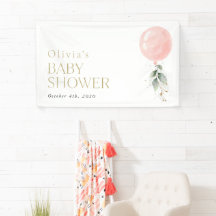 Rosa Ballon, Eukalyptus, Babydusche Willkommen