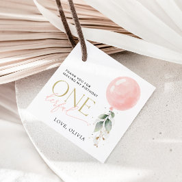 Rosa Ballon, Eukalyptus, Grüne, Erster Geburtstag Geschenkanhänger